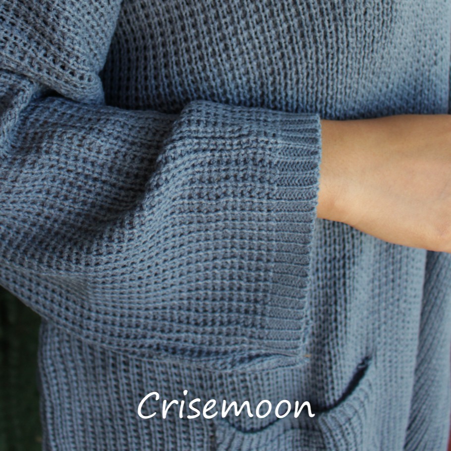 (REALPICT)Kardigan Oversize Rajut Wanita-DENIM