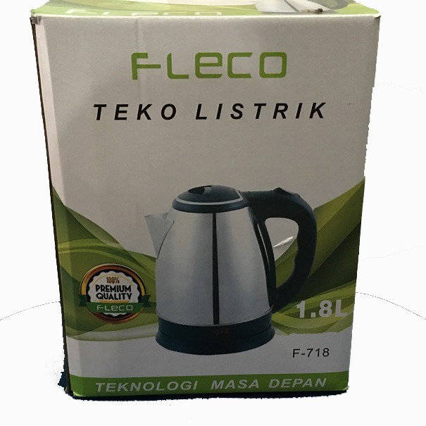 Teko Listrik Besar 1,8 L Liter Pemanas Air Listrik Stainless Merk Fleco F718