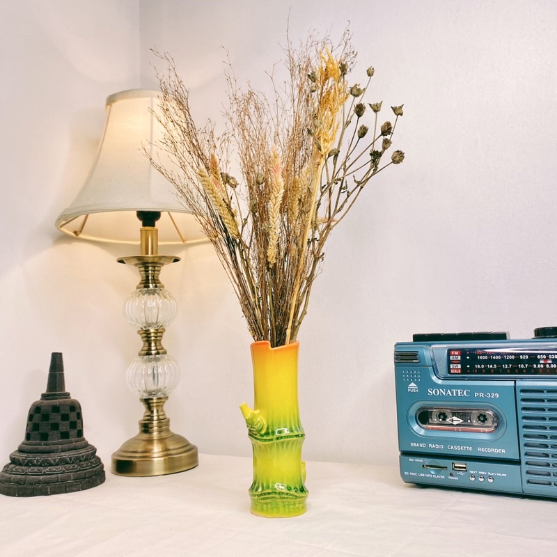 vas keramik motif bambu vas bunga vas bambu