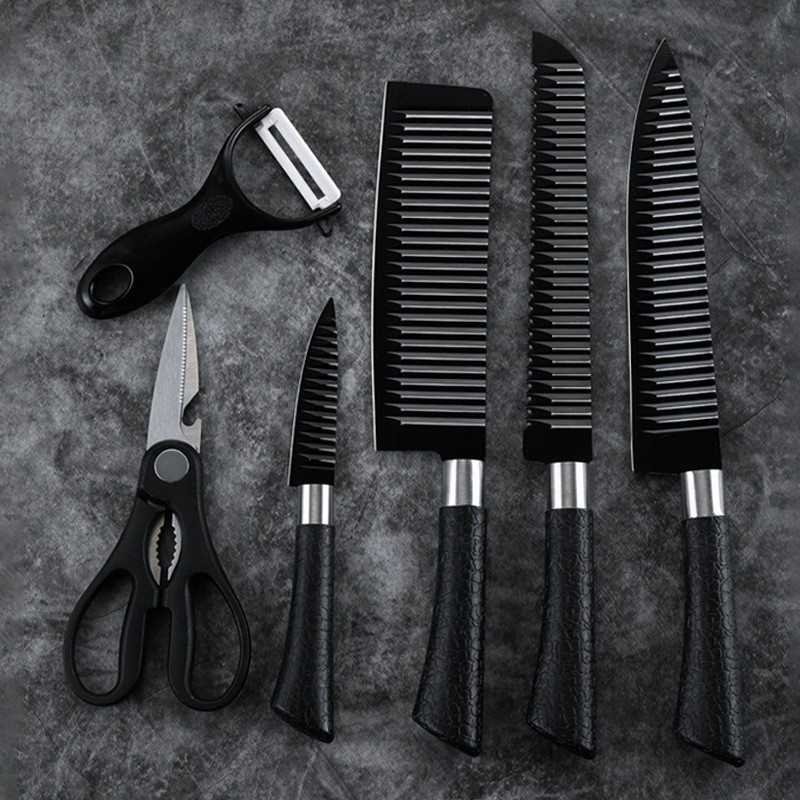 LCX Pisau Dapur Hitam Set Isi 6pcs Black Knife Set  VS-1813