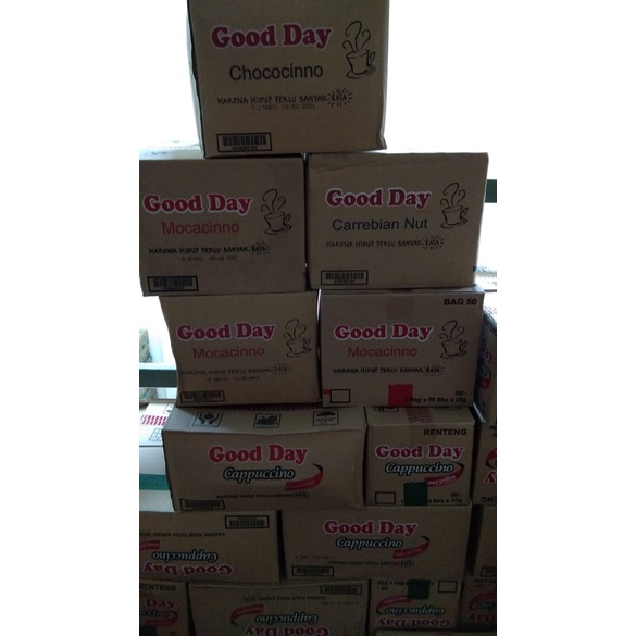 

Good Day Mocacinno 1 dus isi 5 pak, per pak isi 50 sachet