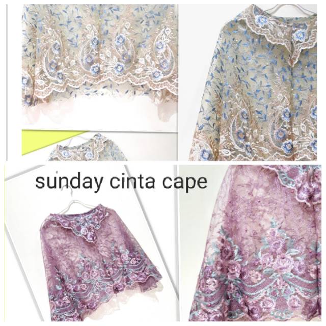 Sunday outer cape / Cape Tile tumpal/ Kebaya modern Tulle Tumpal