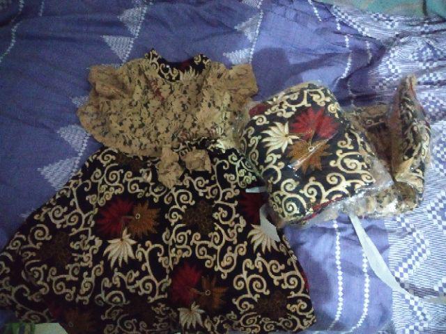 Nuri Kids / Dress Kebaya Batik Anak 3-6 Thn Free Bandana /baju Kondangan Pesta Anak