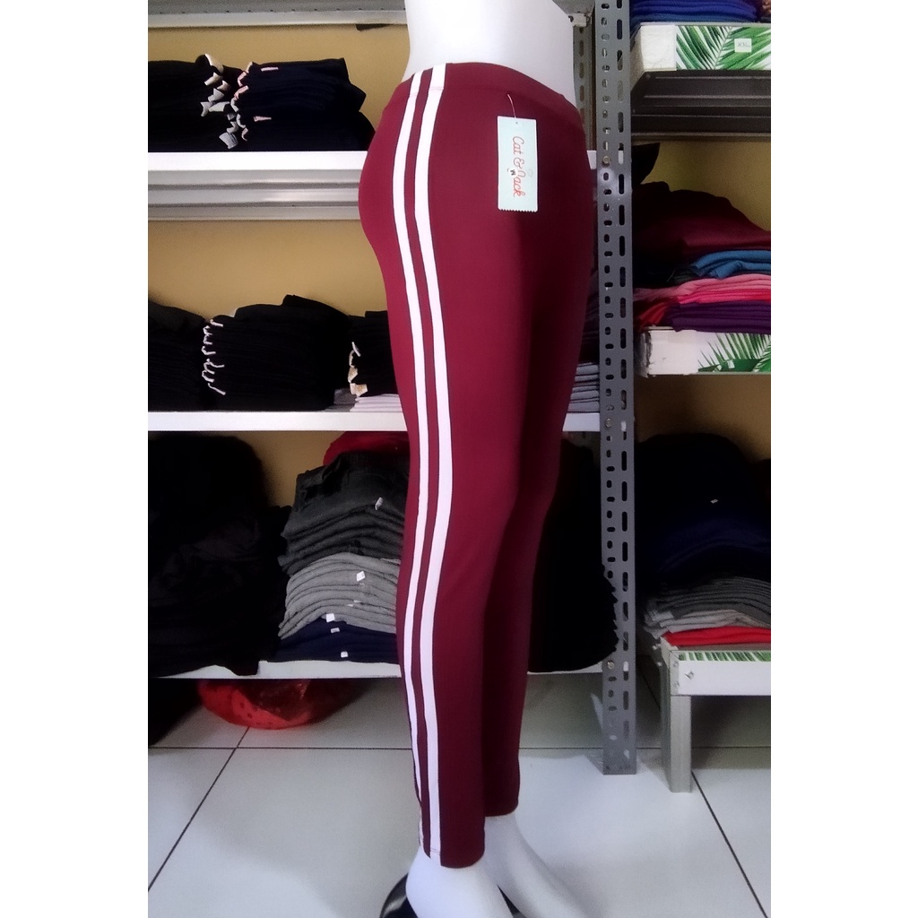 Legging List strip Putih Bahan Tebal PREMIUM/ Legging wanita lis 2/celana legging
