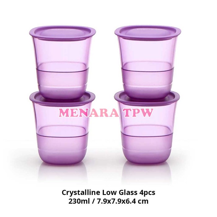 Tupperware Crystalline Low Glass 4pcs Gelas Kristal