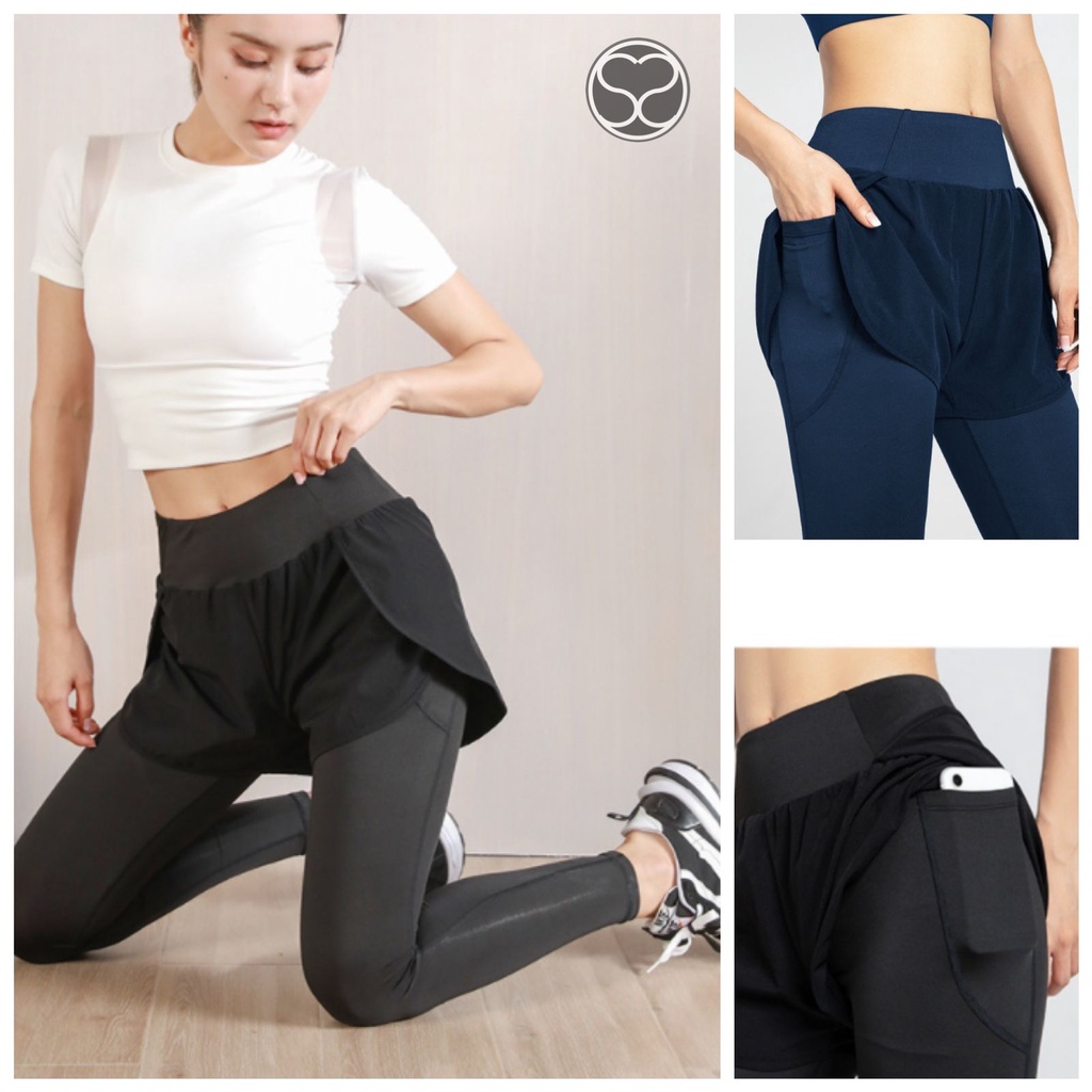 SecondShape - Megan 2in1 Celana Pendek &amp; Legging Olahraga Wanita Sport