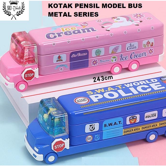 

Tempat pensil Kotak pensil Bus Double Decker Metal Series unik lucu