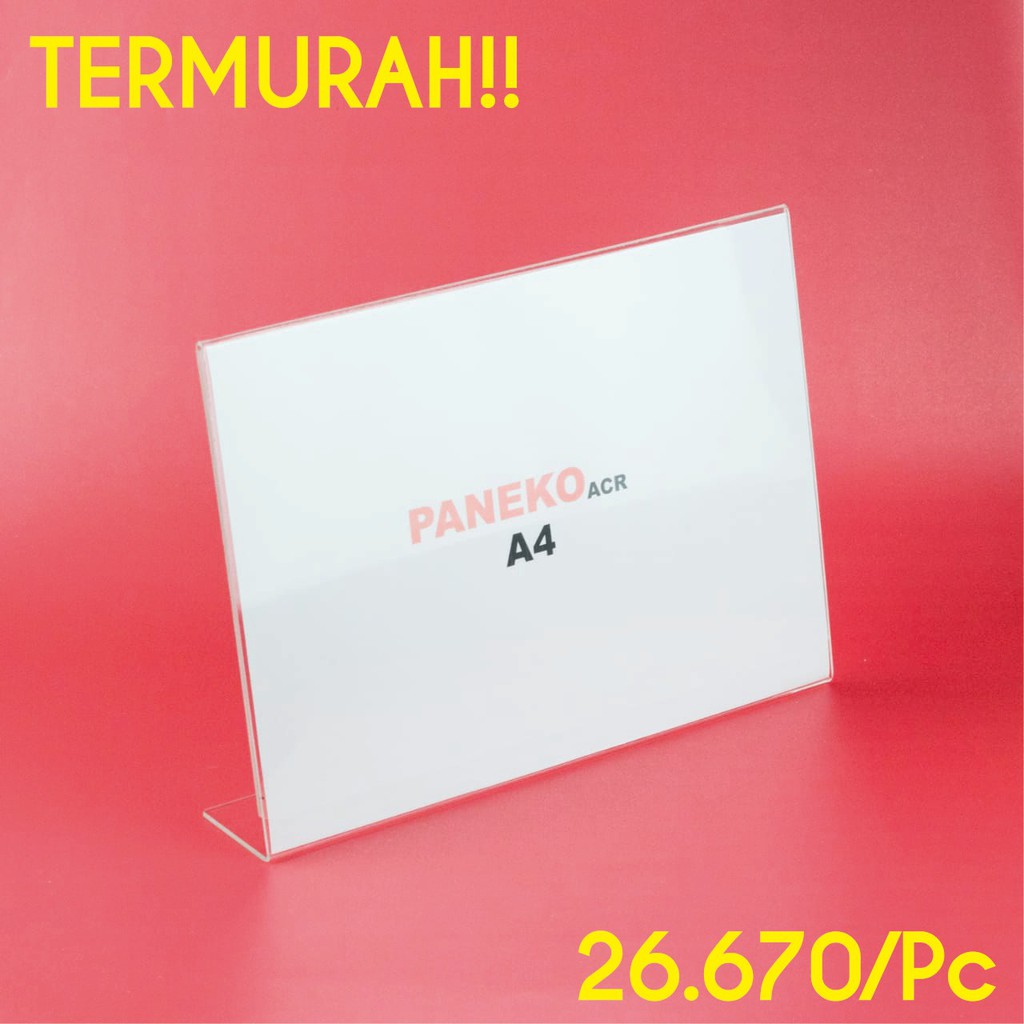 

Tent Card Miring Akrilik/Acrylic Tempat Brosur A4 Landscape 6 Pcs TERMURAH