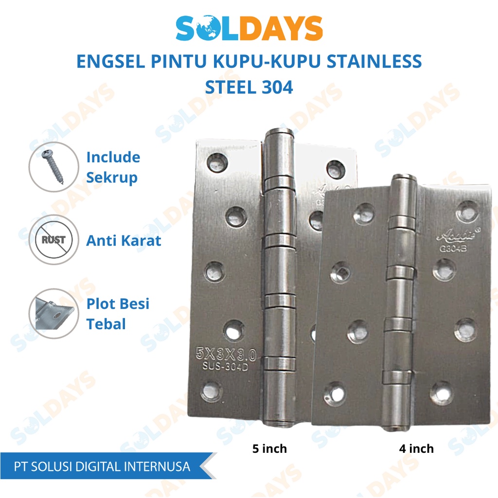 Engsel Pintu Kupu-Kupu Stainless Steel 304