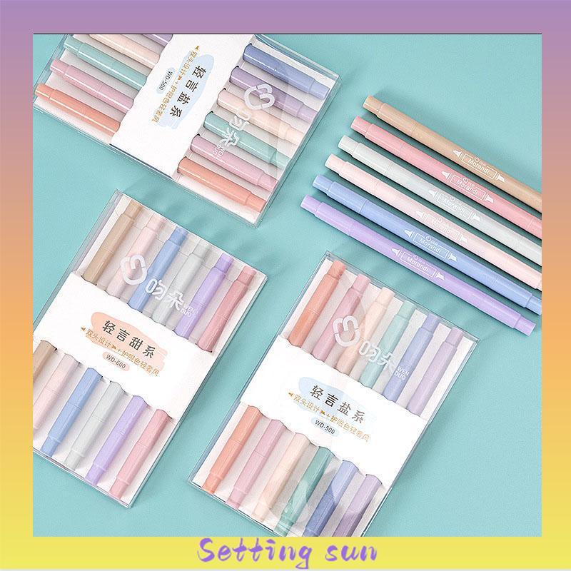 6PCS Spidol Highlighter Dua Sisi Ujung Lembut TN