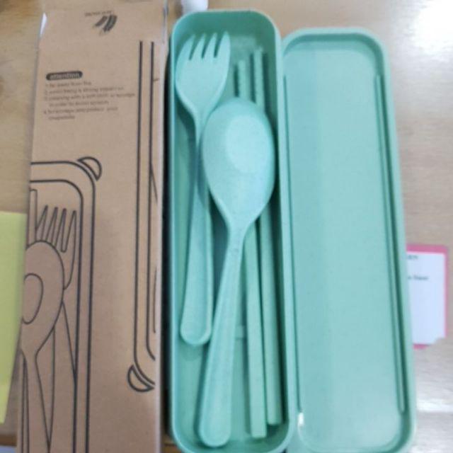 Straw Wheat Tableware Set Travel | Sendok Garpu Sumpit Makan