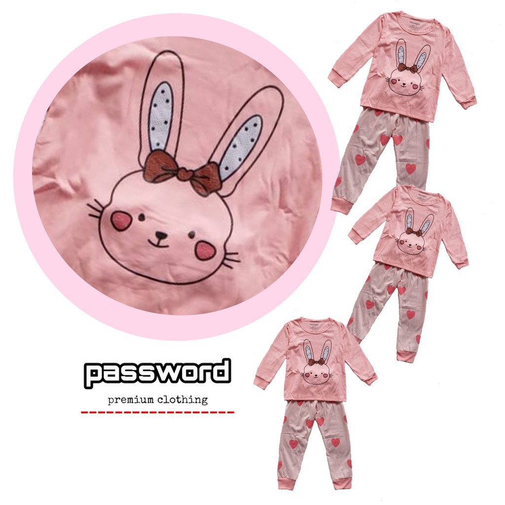 HappyOliver PASSWORD RABBIT HEART Setelan Sweater 1 - 7 Tahun Baju Anak BerKualitas