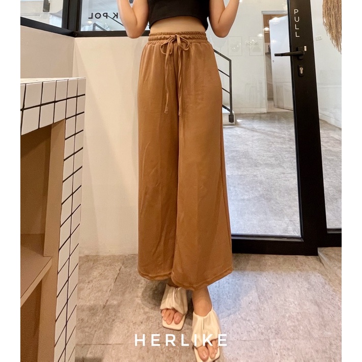 Yuri kulot  / kulot knit import /Celana Knit Import / Flexible/kulot wanita/kulot dewasa /celana panjang-Caramel