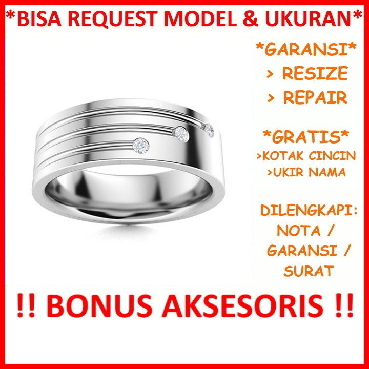 Gratis Tulis Ukir Nama Bisa Pesan Model Garansi Silver Asli Cincin Kawin Perak Pria Tunangan Id399