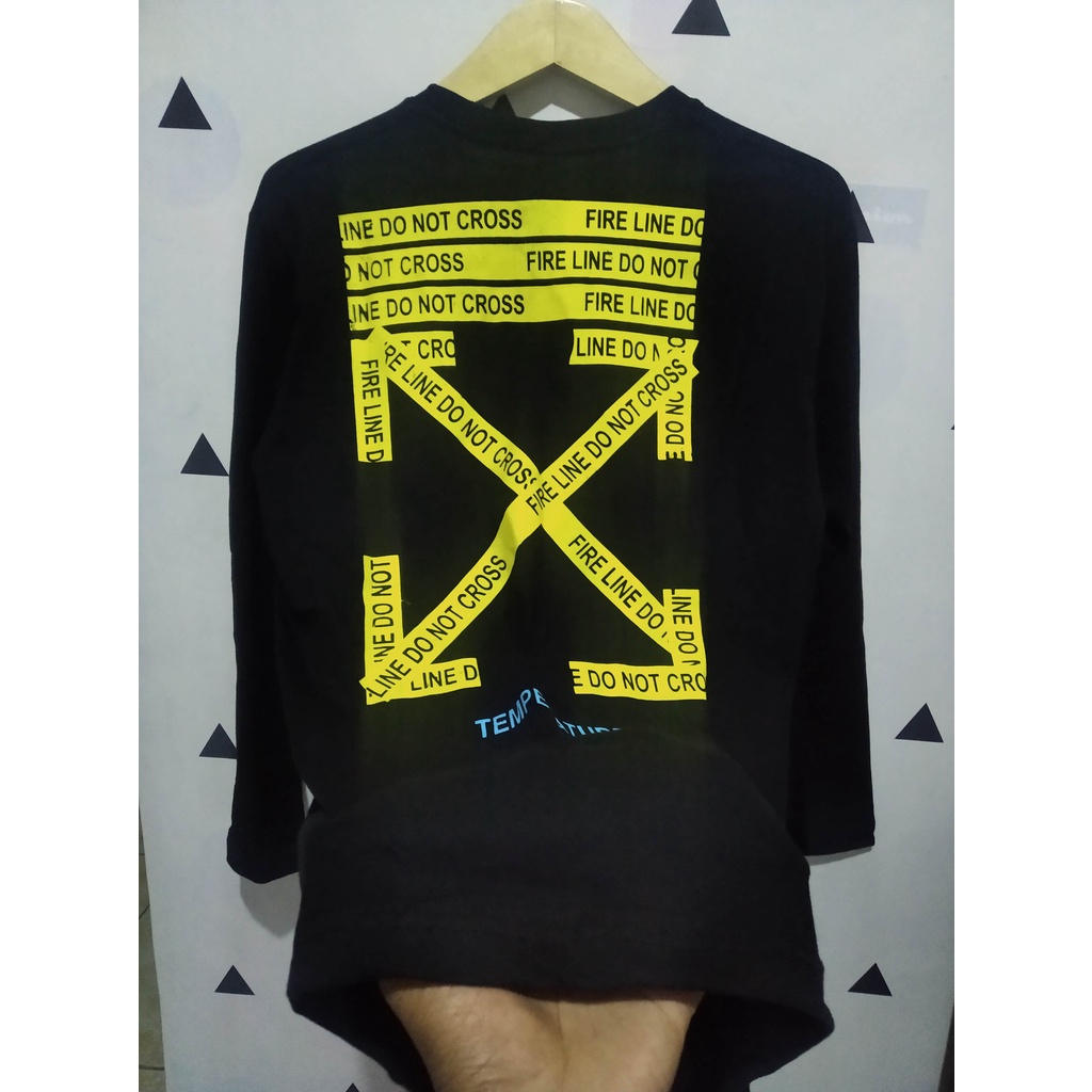 Kaos Tshirt Off White Cross Line Lengan Panjang Model Pria dan Wanita