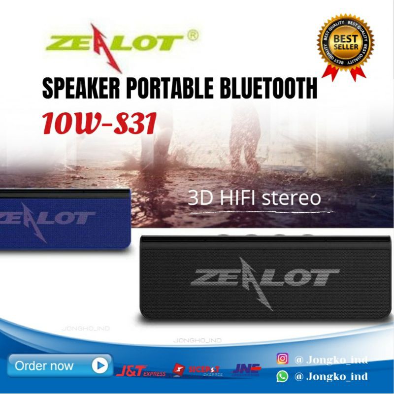 Speaker Bluetooth ZEALOT ORIGINAL S31 rekomendasi speaker bluetooth super bass wireless