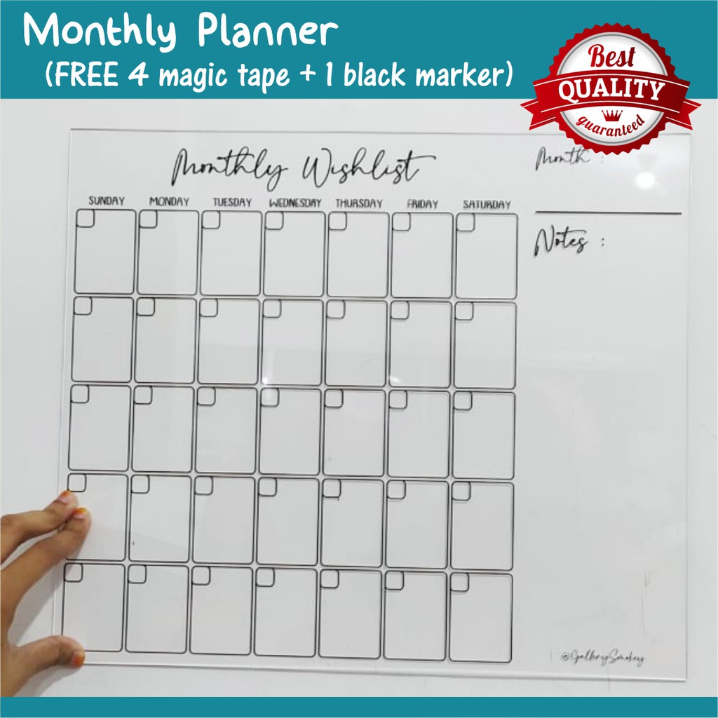 

(Bisa custom nama) Monthly Weekly Planner Acrylic - Jadwal Akrilik