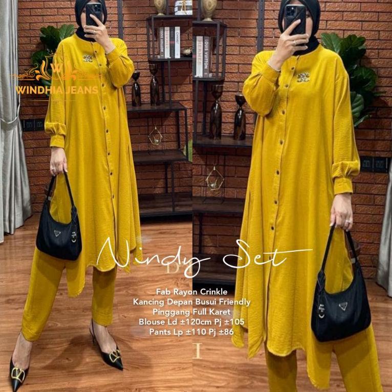 Nindy One Set Setelan Wanita Jumbo Big Size Bahan Rayon Cringkle Premium - LRA.02Jl22ᴳ