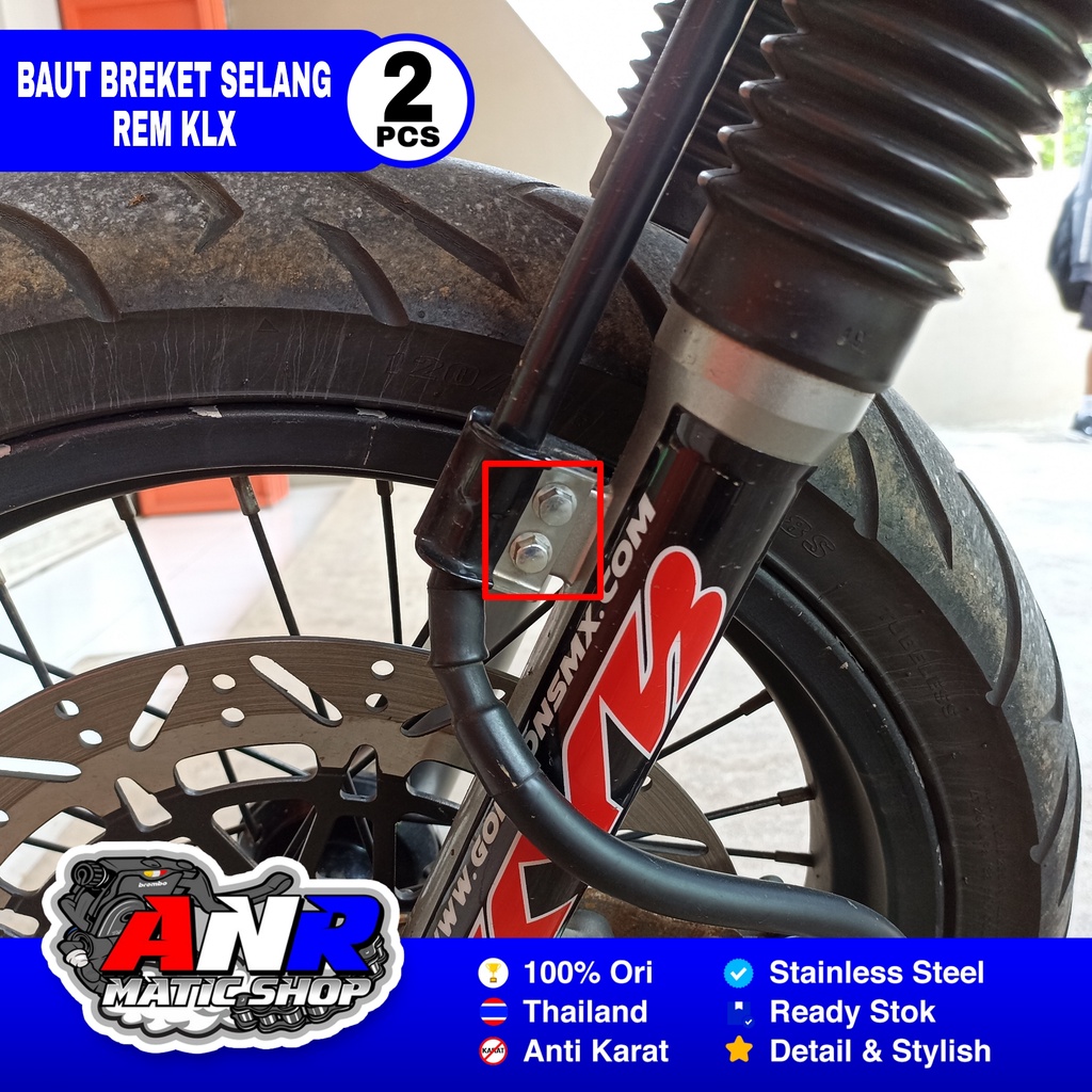 Baut Probolt Breket Selang Rem Depan KLX 150 Stainless Heng Thailand
