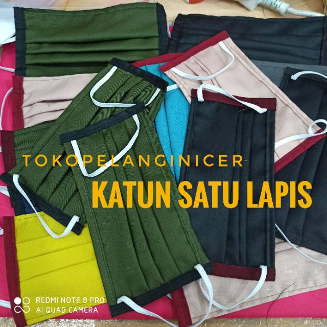 Masker Karet Polos Lapis Dua dan Satu /Masker Kain Bagus Tebal /Masker Katun Murah Bagus Bisa Filter