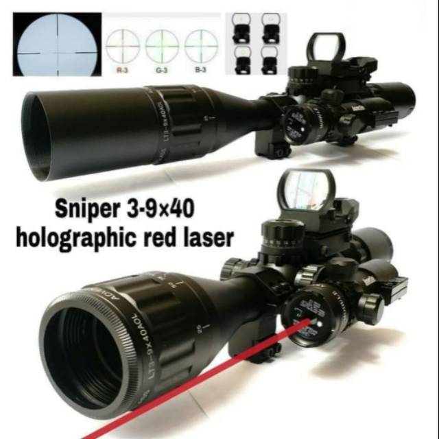 Teleskop Sniper 3-9x40 Illuminated Holographic 4Reticle Red Laser