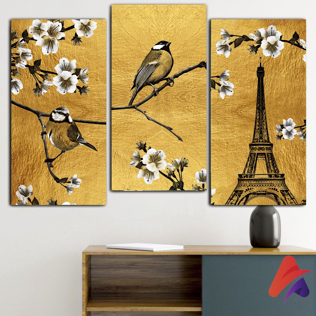 HIASAN DINDING PARIS  REALISTIK GOLD ABSTRAK  WALL DECOR HIASAN DINDING KAMAR PAJANGAN RUANGAN POSTER KAYU GAMBAR PARIS RESLISTIC GOLD ABSTRAK