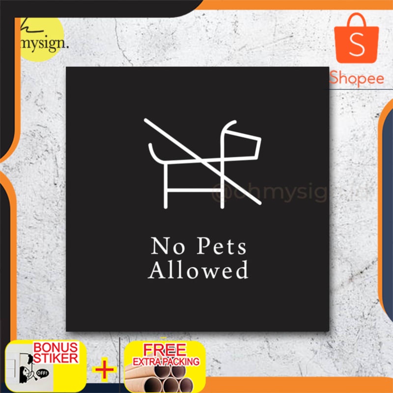

Murah Sign No Pets Allowed sign Akrilik | Acrylic Sign Modern - Hitam 10x10 Elegan
