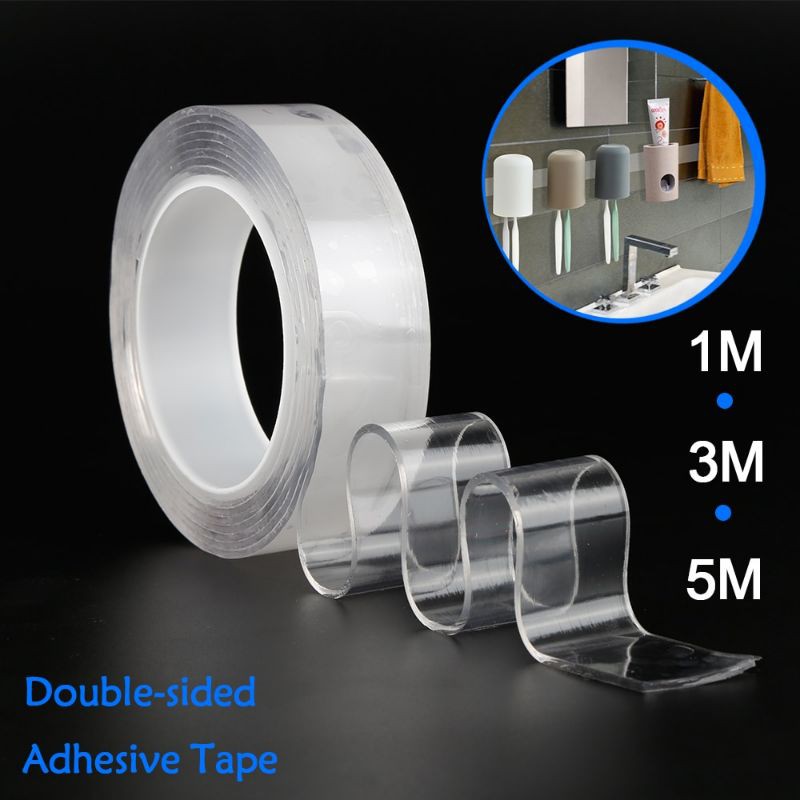 

Double Tape Perekat Transparent No Trace Washable Sticker (3 x 0.1 cm) 1 Meter