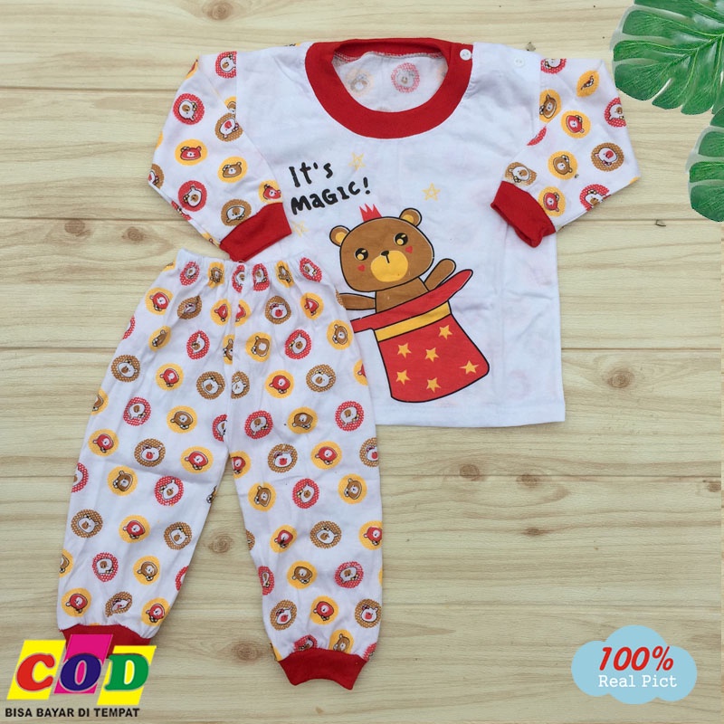 Ana Baby - Setelan Piyama Bayi Baju Bayi Kaos Oblong lengan panjang Anak usia 6-12 Bulan