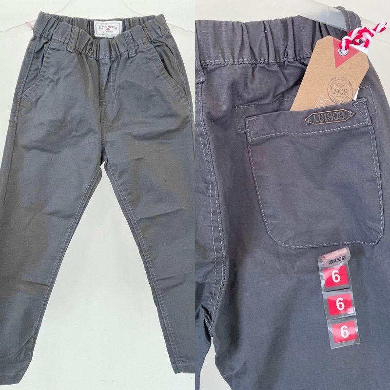 Lee Cooper  Chino Katun Panjang Original Abu Tua (Full Karet)