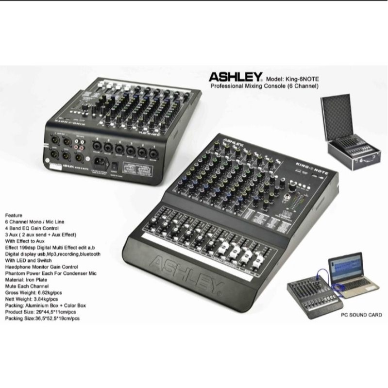 mixer Ashley king 6note original mixer 6channel 199dsp