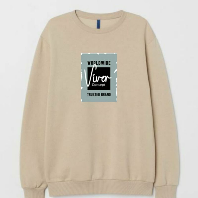 VIVER CONCEPT Sweater Crewneck Pria Wanita Cream Distro Brand Bandung Keren Terbaru Model Aesthetic