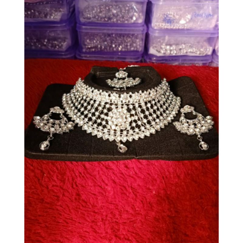 KALUNG INDIA SET SILVER Aksesoris india murah