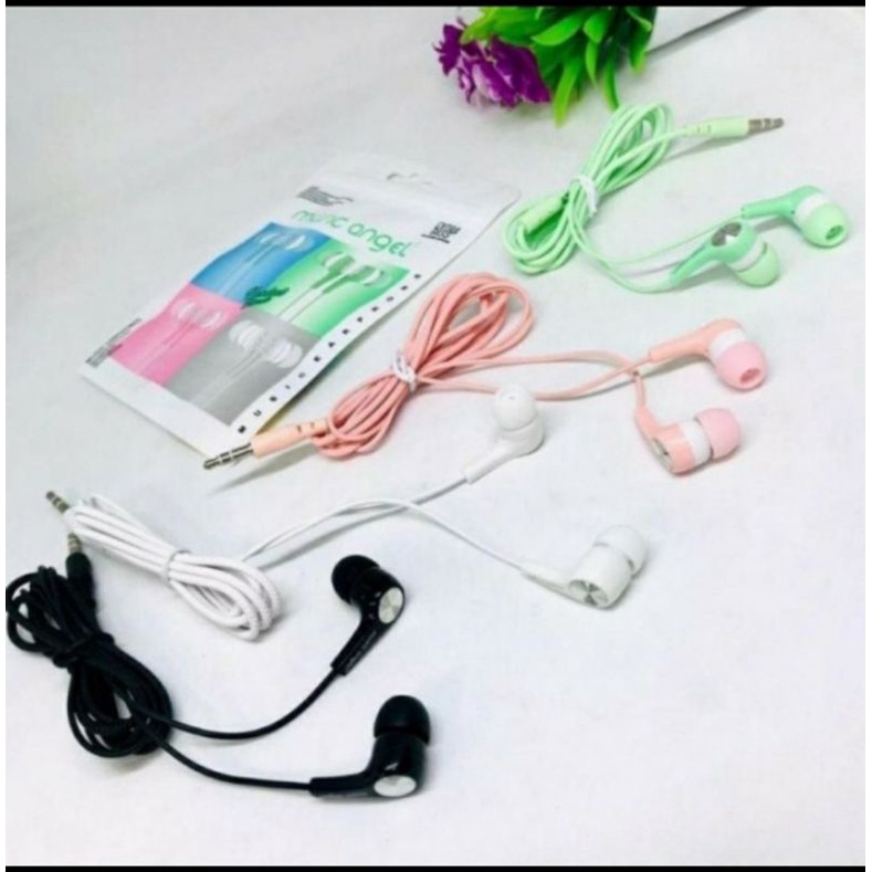 EARPHONE MACARON MUSIC ANGEL HEADSET MUSIK ANGEL MACARON WARNA HF MACARON MUSIC ANGEL