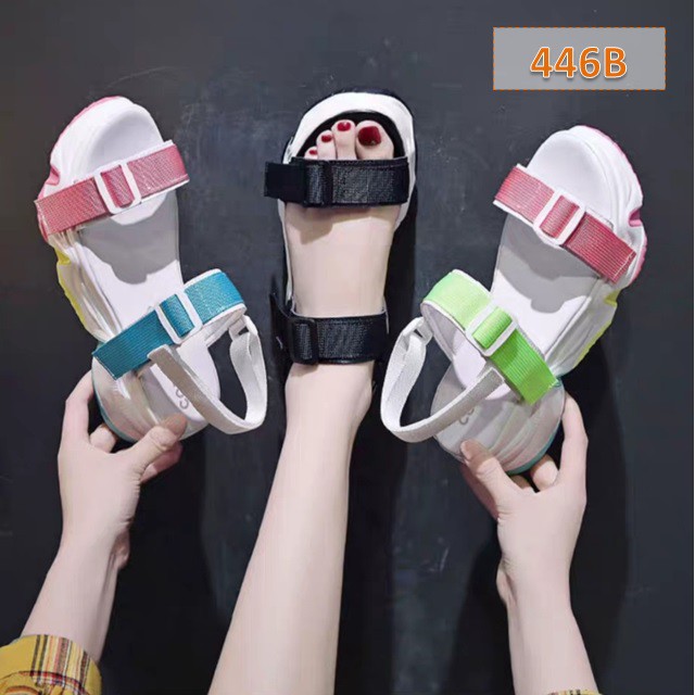 Sendal Gunung Wedges Fashion Wanita Sol Pelangi WA 412 Sandal Tali Rainbow Fahion Kasual Korea (446) Sol Tebal 5 Cm
