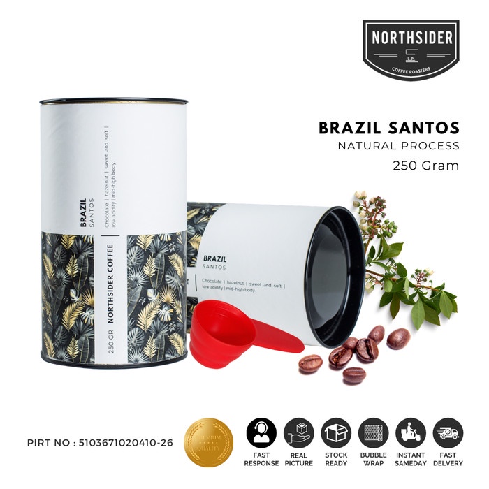 

ge01fgf Biji Kopi Arabika Brazil Santos Natural -250Gr Northsider Coffee - Biji Kopi Ds20X11