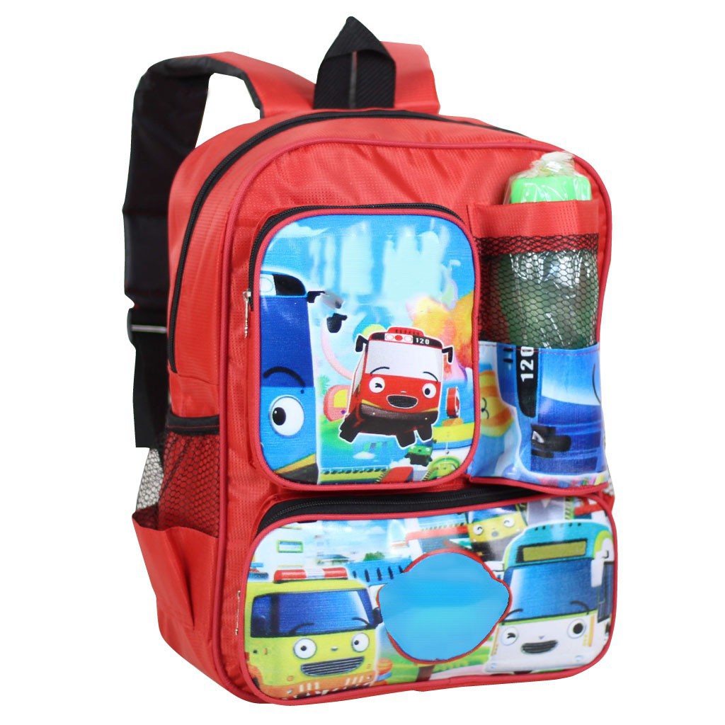 Tas Cowok Tas Anak Ransel Anak Laki Laki Backpack Karakter Little Bus Free Botol Minum Tas Keren