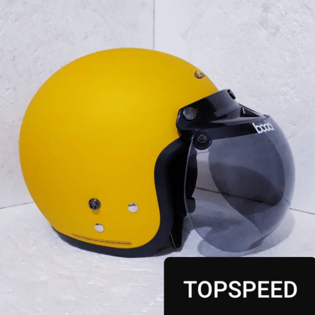 Helm cargloss kuning doff kaca bogo hitam ori