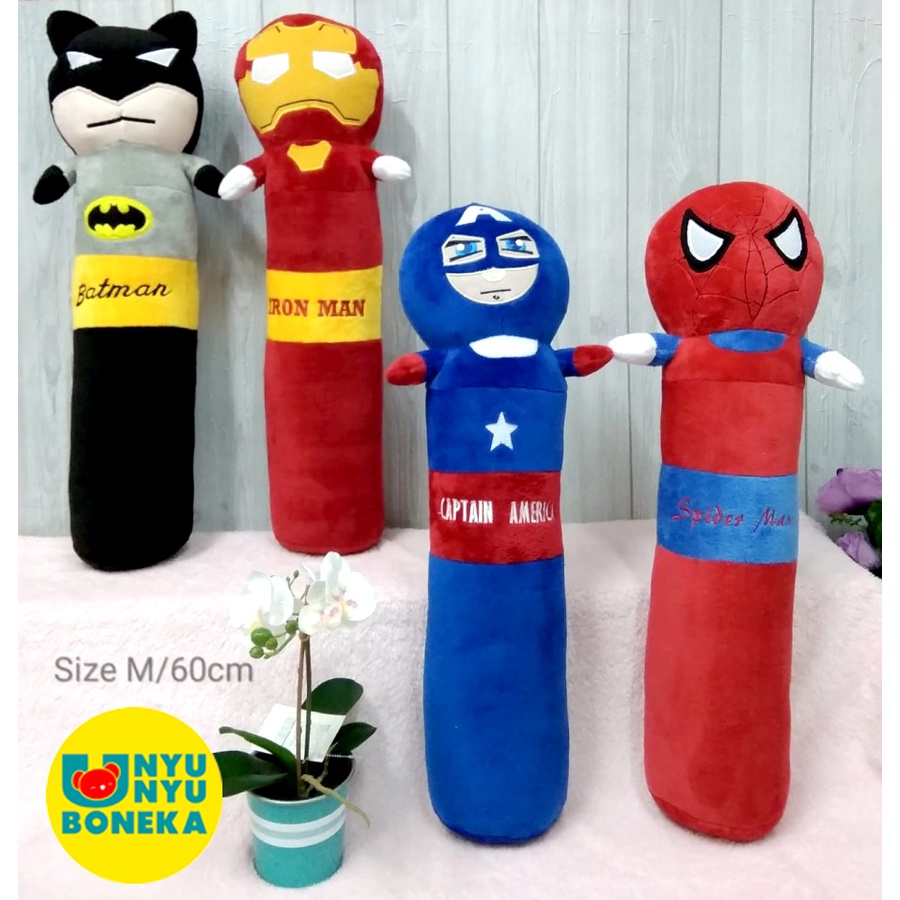 Bantal Guling Lembut 60cm Boneka batman ironman kapten spiderman marvel avangers thor superman