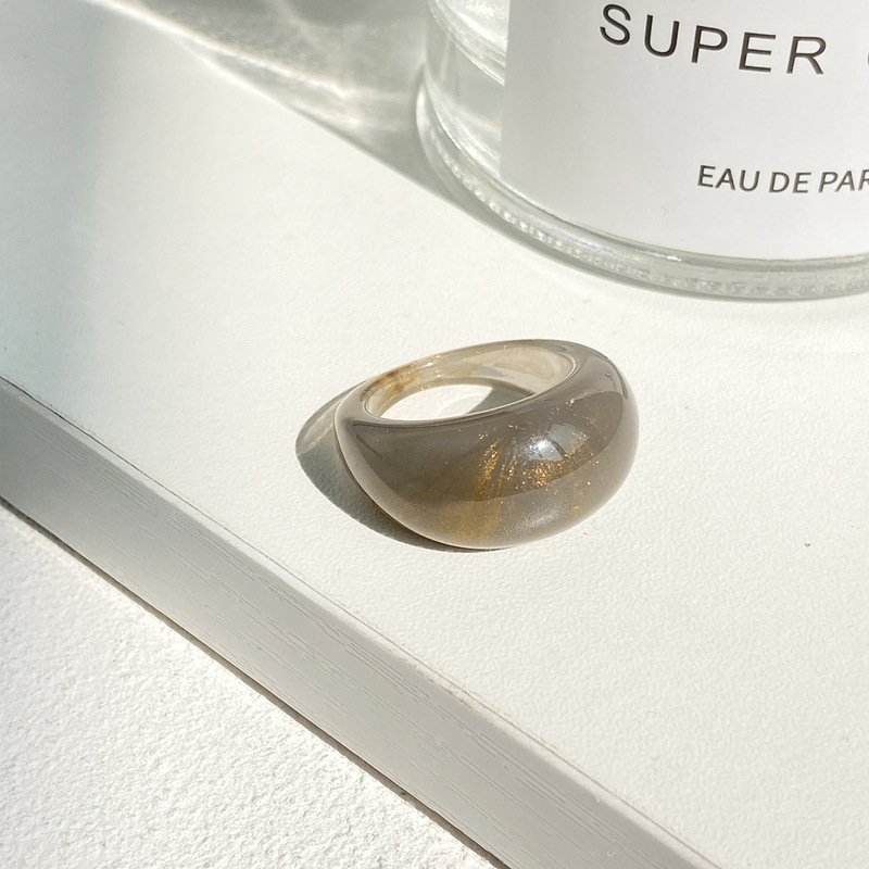 Cincin Bahan Resin Akrilik Gaya Retro Hip Hop Korea Untuk Wanita