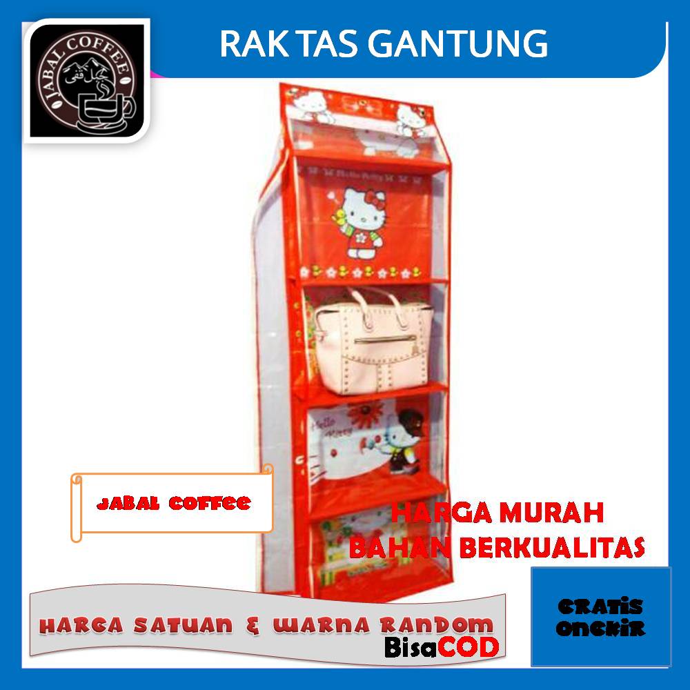 Rak Tas Gantung Lima Sap Full Resleting Alas Triplek / Rak Gantung Tas Motif Polos 675 Gram