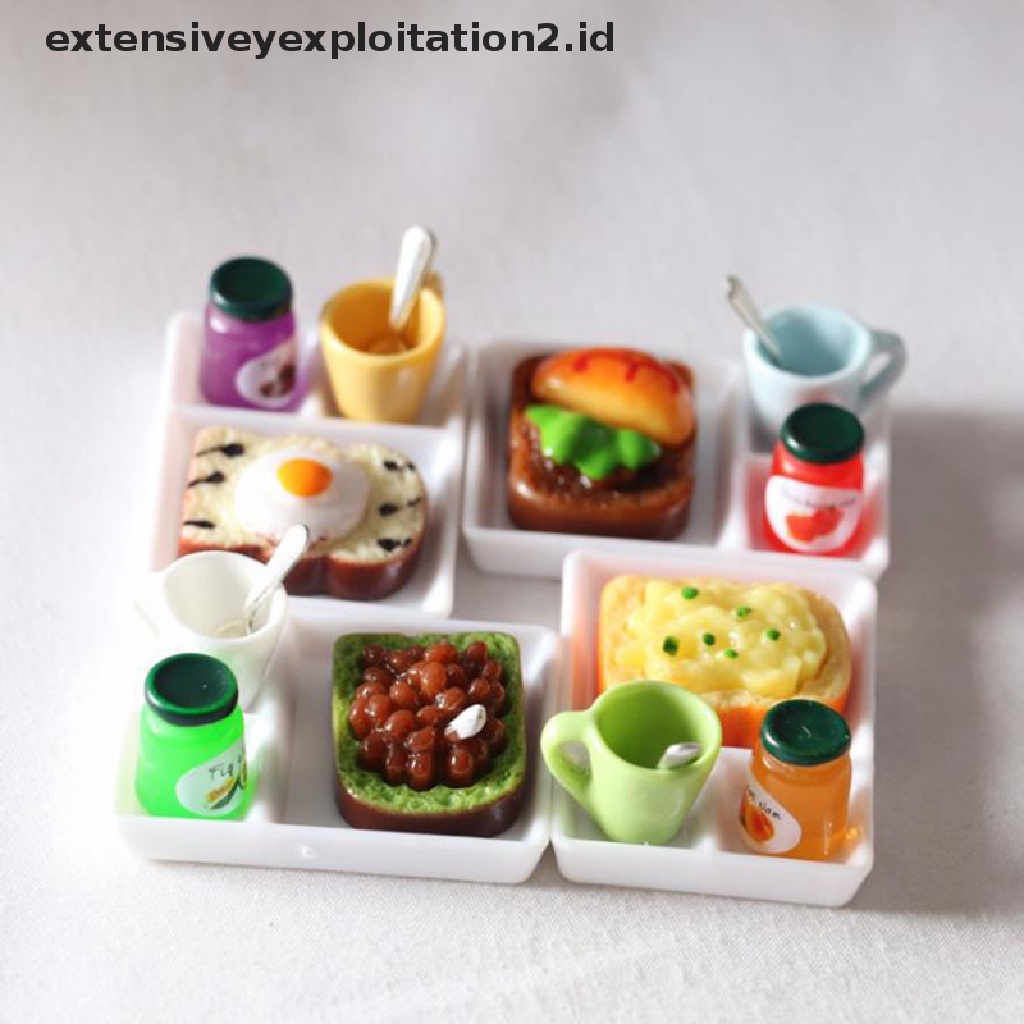 1 / 5pcs / Set Mainan Miniatur Piring Selai / Roti Untuk Aksesoris Dapur Rumah Boneka