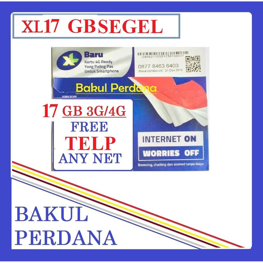 [Fzn] ~ XL HOTROD 17 GB 3G/4G (SEMUA JARINGAN) KARTU PERDANA INTERNET BAKUL