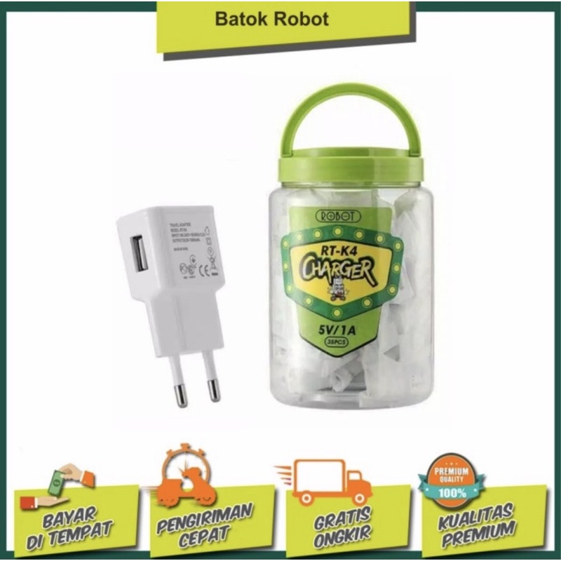 BATOK CHARGER ROBOT RT K4 ORIGINAL 5V 1A SINGLE PORT ORIGINAL ROBOT INDONESIA ( 1PCS )