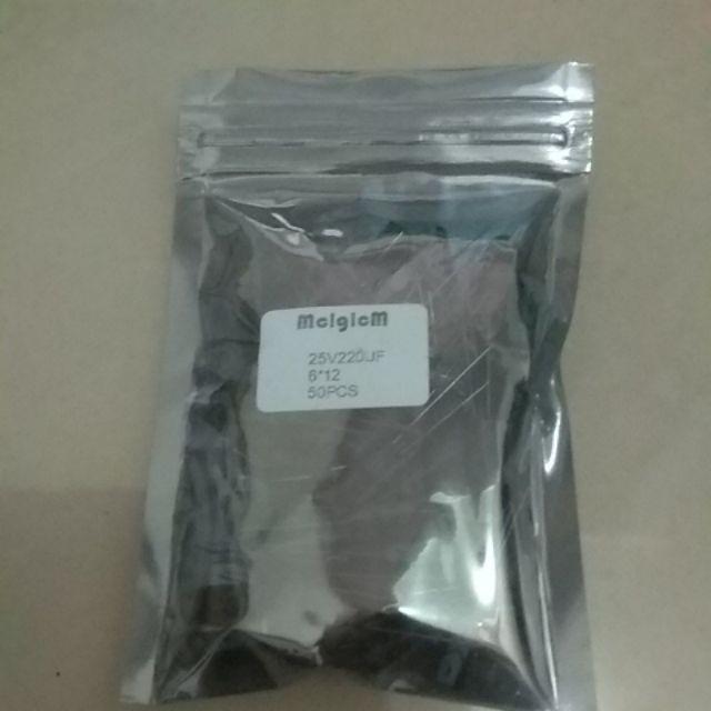 50pcs Kapasitor Elektrolit Kapasitor Aluminium 220uf 25v 6mm * 12mm
