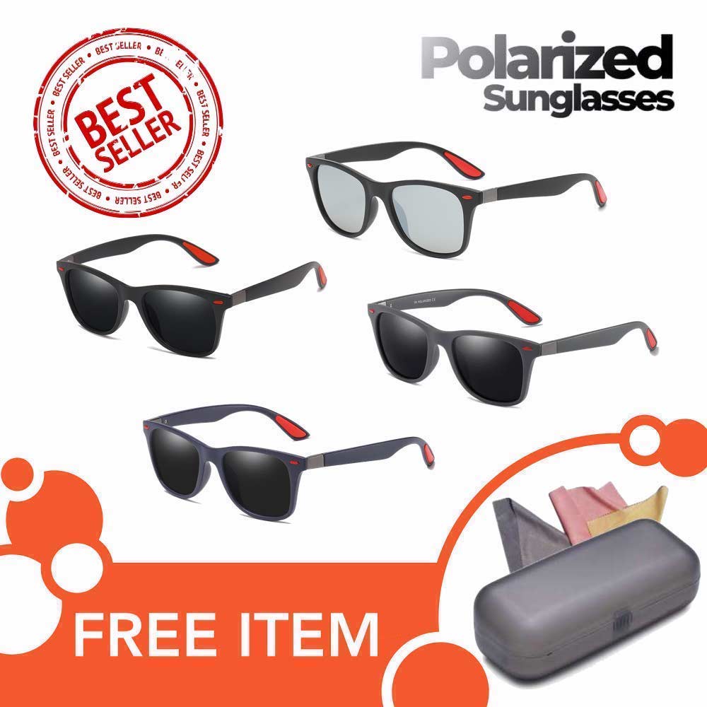 Kacamata Polarized UV400 - Anti Radiasi - Sunglasses Pria &amp; Wanita Korea - HM8108 ( Group ) FREE Kotak Kacamata