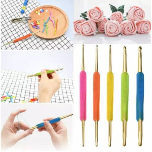AnekaBenang - Hakpen (Alat Rajut / Crochet Hook) Gold With Handle - PCS