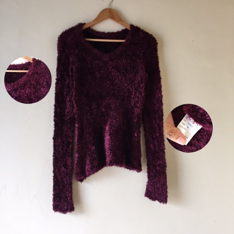 [BISA COD✅] Cardigan Thrift/Knitwear Rajut Atasan Wanita All Brand-Pink maroon sweater