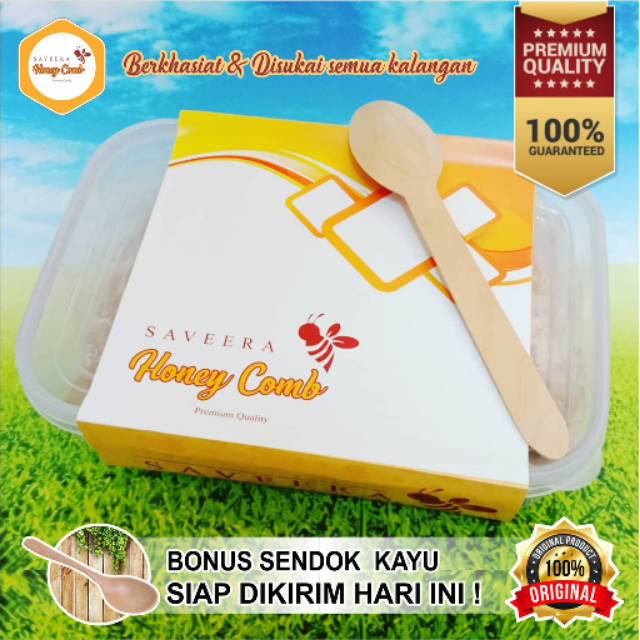 

(FREE: Sendok Kayu Madu) MADU SARANG HONEY COMB 100% ASLI Lebah Epis