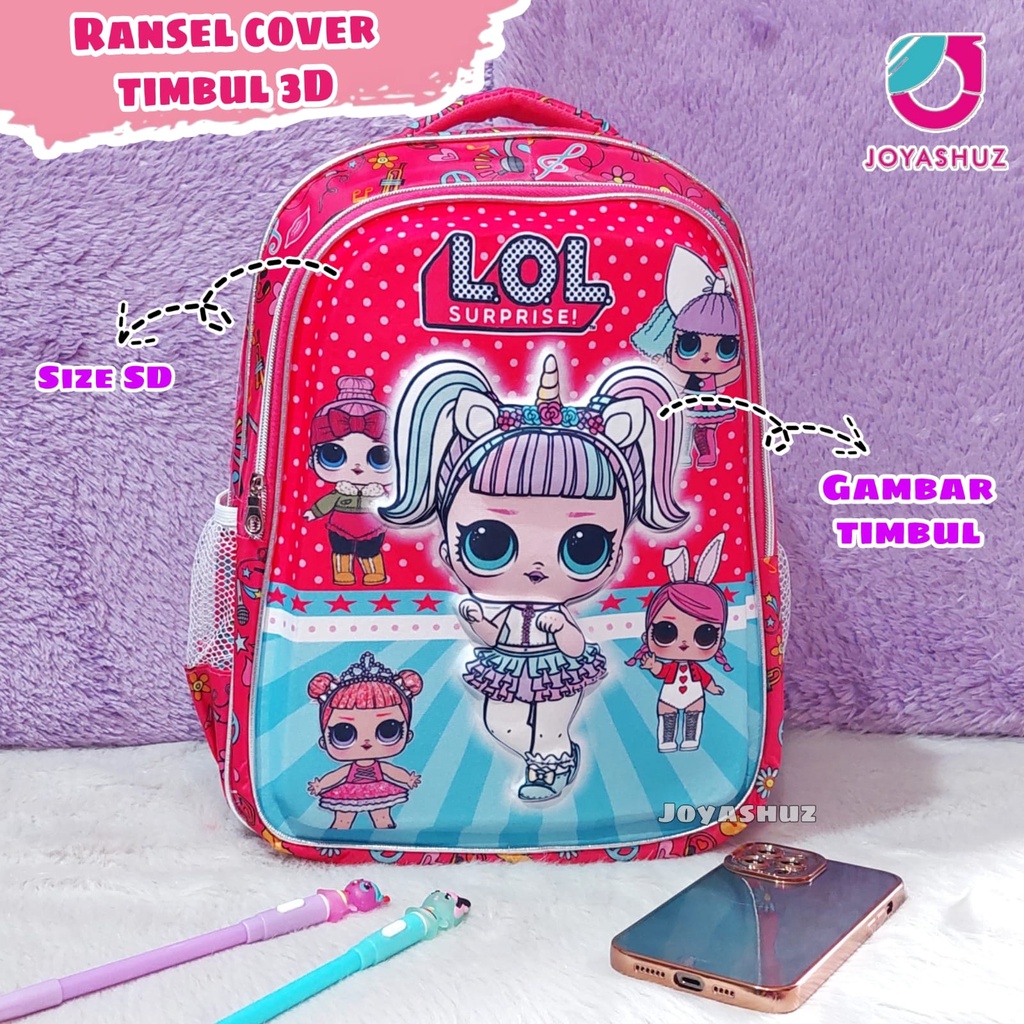 Tas Anak Lol 3D Berbonus - Ransel Lol 3D Anak SD - Tas Sekolah Anak SD  3D Karakter - Tas Anak Perempuan SD Gratis Botol Dan Misting-Tas Sekolah Anak Perempuan Karakter Lucu - Joyashuz